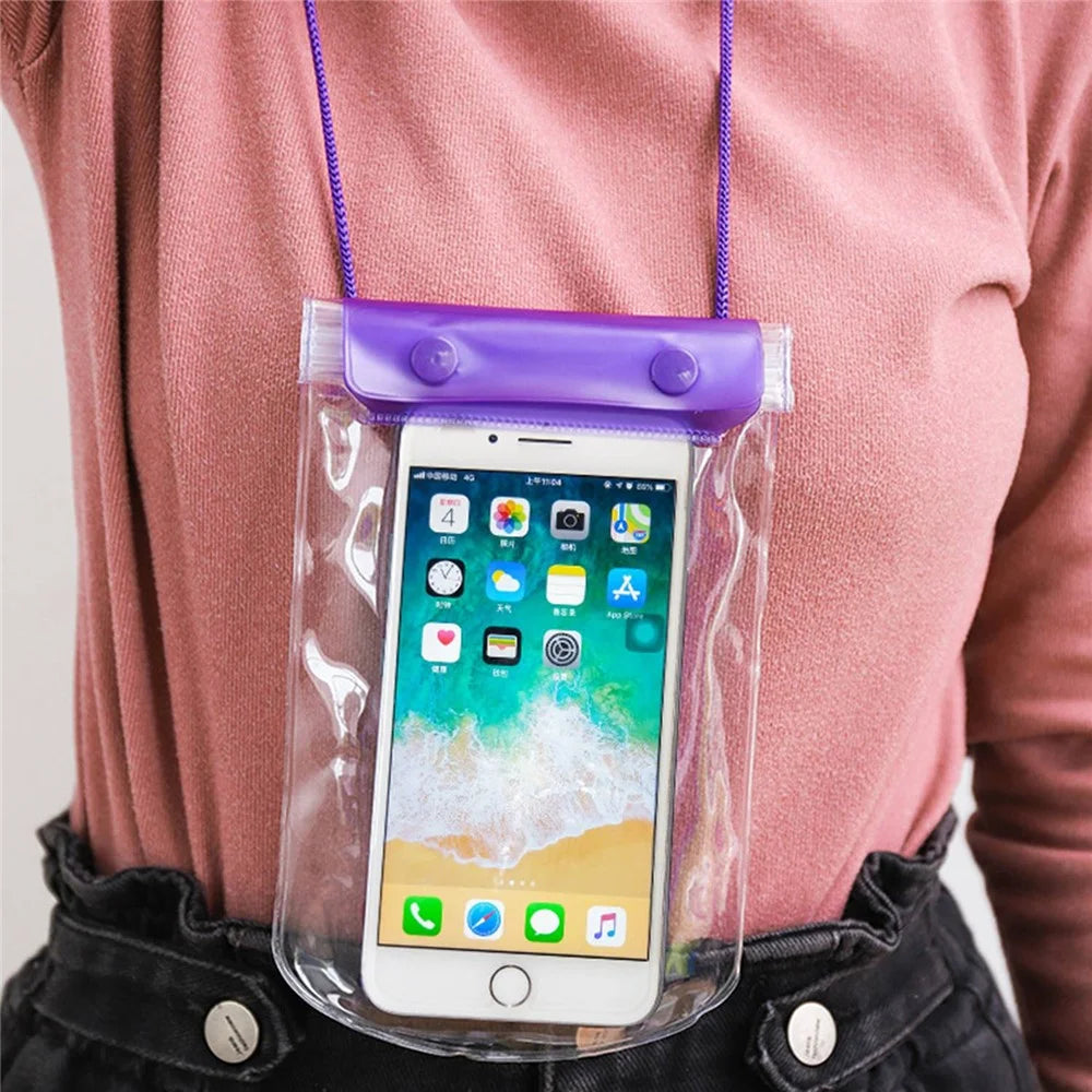 3-Layer Thicken Waterproof Bag for Under 7-inches Mobile Phone Beach Pool Dry Bag with Adjustable Lanyard - Green - 5