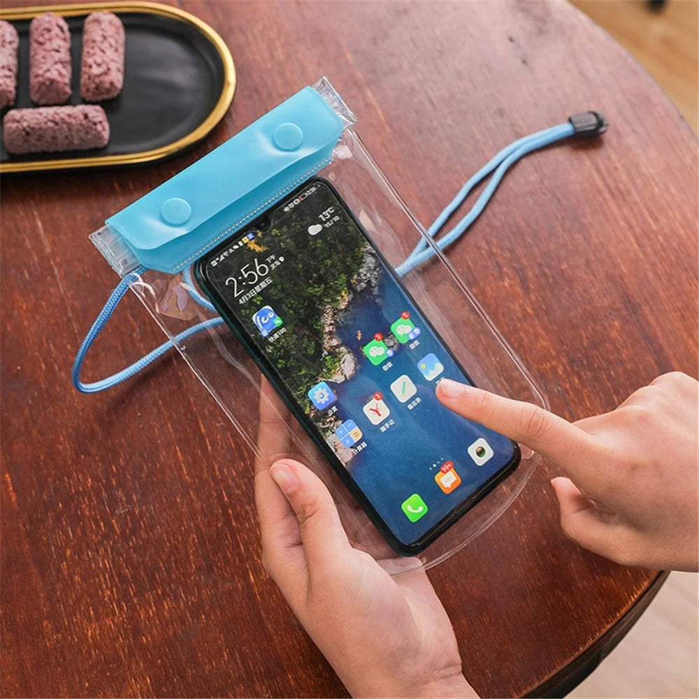 3-Layer Thicken Waterproof Bag for Under 7-inches Mobile Phone Beach Pool Dry Bag with Adjustable Lanyard - Green - 6
