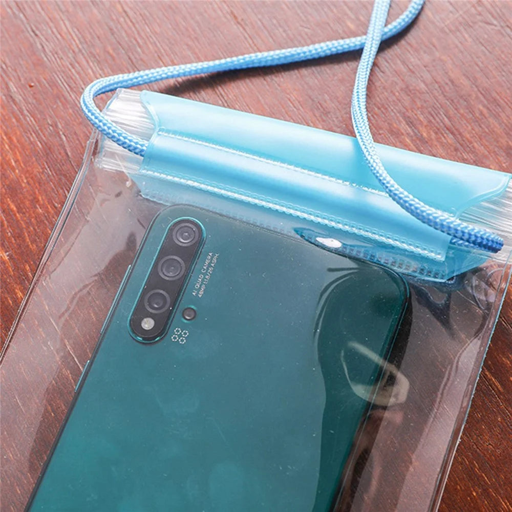 3-Layer Thicken Waterproof Bag for Under 7-inches Mobile Phone Beach Pool Dry Bag with Adjustable Lanyard - Green - 7