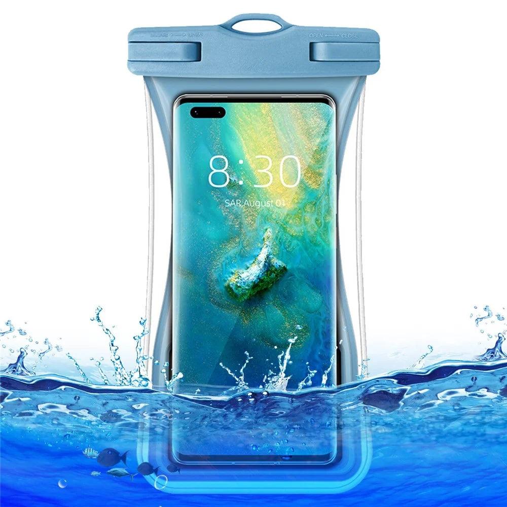 TPU Waterproof Bag for Under 7.2-inches Mobile Phone Beach Pool Phone Dry Bag with Floating Airbag - Grey Blue - 1