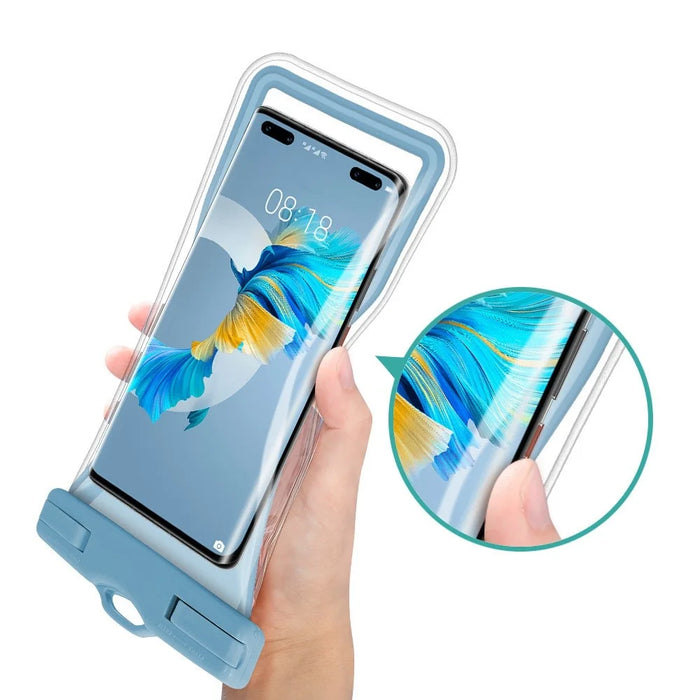 TPU Waterproof Bag for Under 7.2-inches Mobile Phone Beach Pool Phone Dry Bag with Floating Airbag - Grey Blue - 3