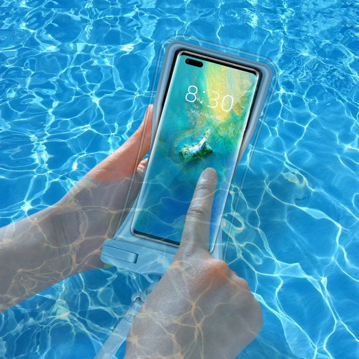 TPU Waterproof Bag for Under 7.2-inches Mobile Phone Beach Pool Phone Dry Bag with Floating Airbag - Grey Blue - 4