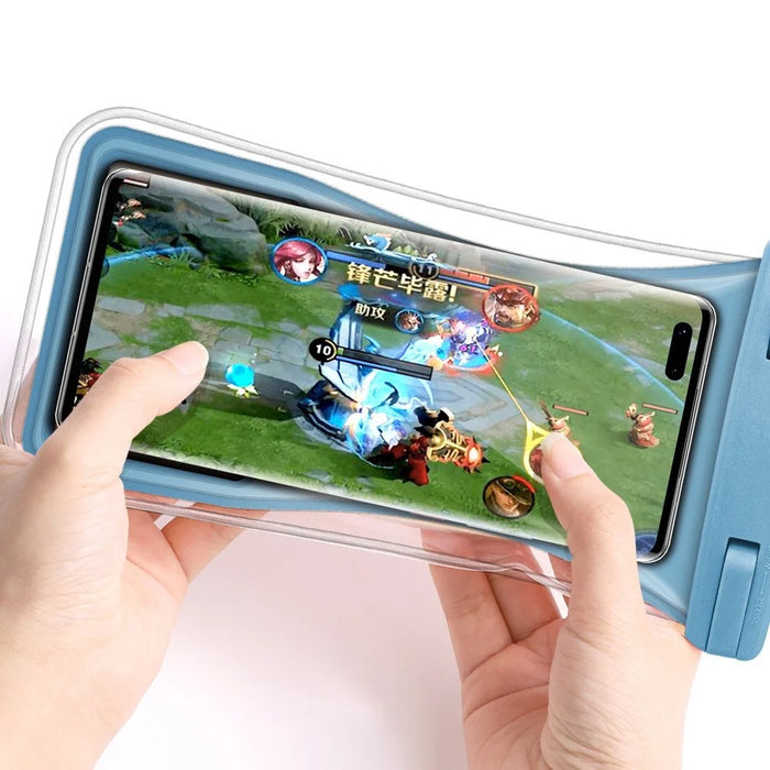 TPU Waterproof Bag for Under 7.2-inches Mobile Phone Beach Pool Phone Dry Bag with Floating Airbag - Grey Blue - 7