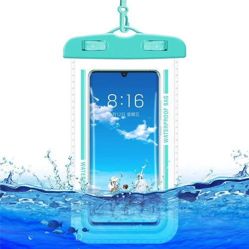 PVC Waterproof Bag with Lanyard for Under 7.2-inches Cell Phone Dry Bag for Pools, Beaches, Fishing - Macaroon Blue - 1