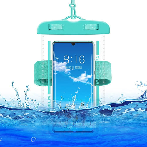 PVC Waterproof Phone Bag for Under 7.2-inches Mobile Phone Water Resistant Pouch with Strap for Swimming - Macaroon Blue - 1