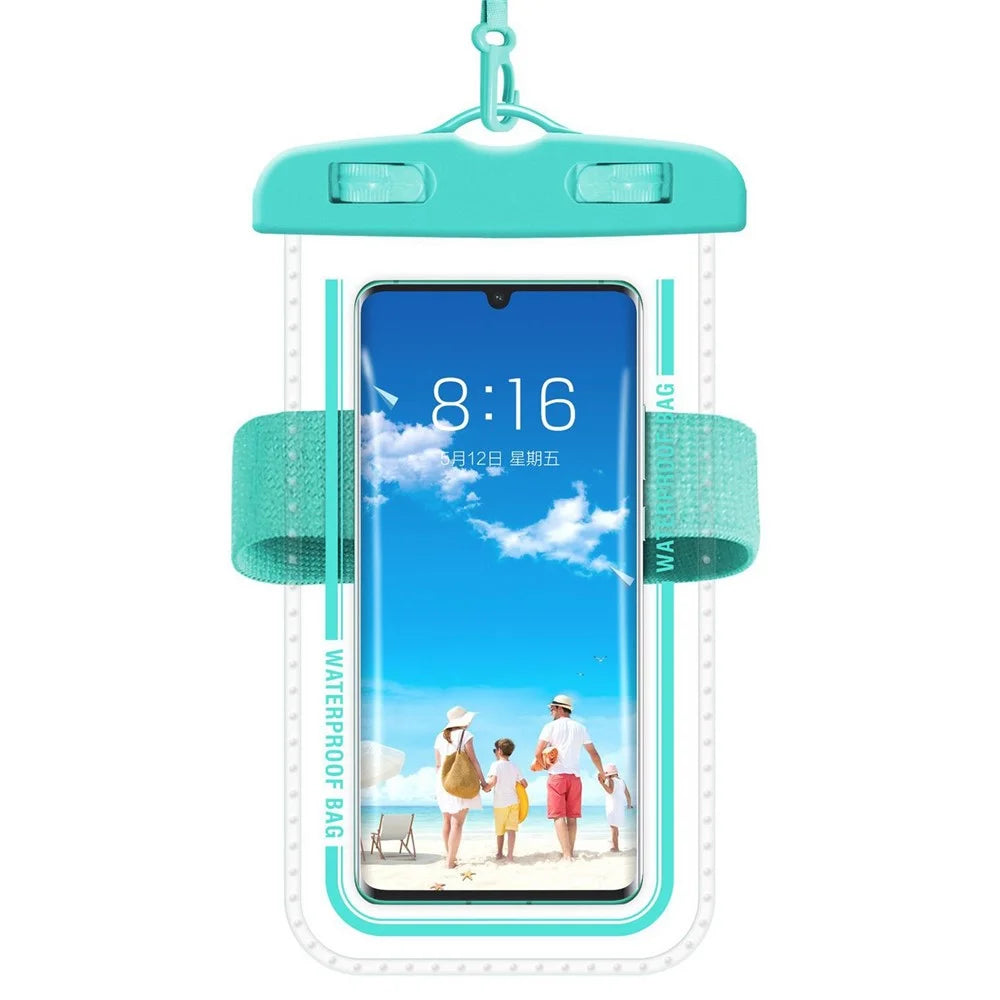 PVC Waterproof Phone Bag for Under 7.2-inches Mobile Phone Water Resistant Pouch with Strap for Swimming - Macaroon Blue - 2