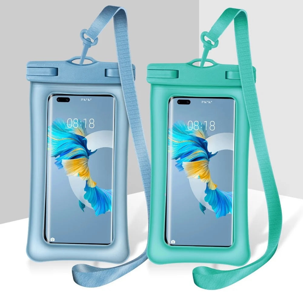 IPX8 30m Waterproof Universal Under 7.2 Inch TPU Cell Phone Bag Beach Pool Swimming Airbag Shockproof Phone Pouch with Strap - Blue - 3