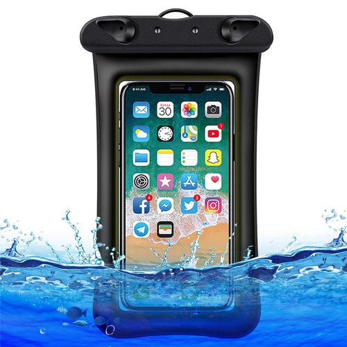 Floating Airbag Waterproof Bag for Under 7.2-inches Cell Phone Beach Pool Phone Dry Bag with Lanyard - Black - 1