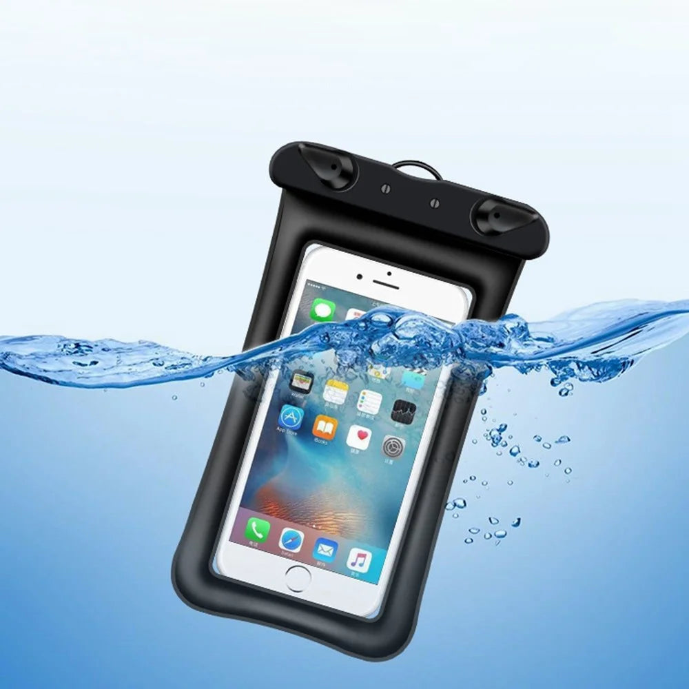Floating Airbag Waterproof Bag for Under 7.2-inches Cell Phone Beach Pool Phone Dry Bag with Lanyard - Black - 5