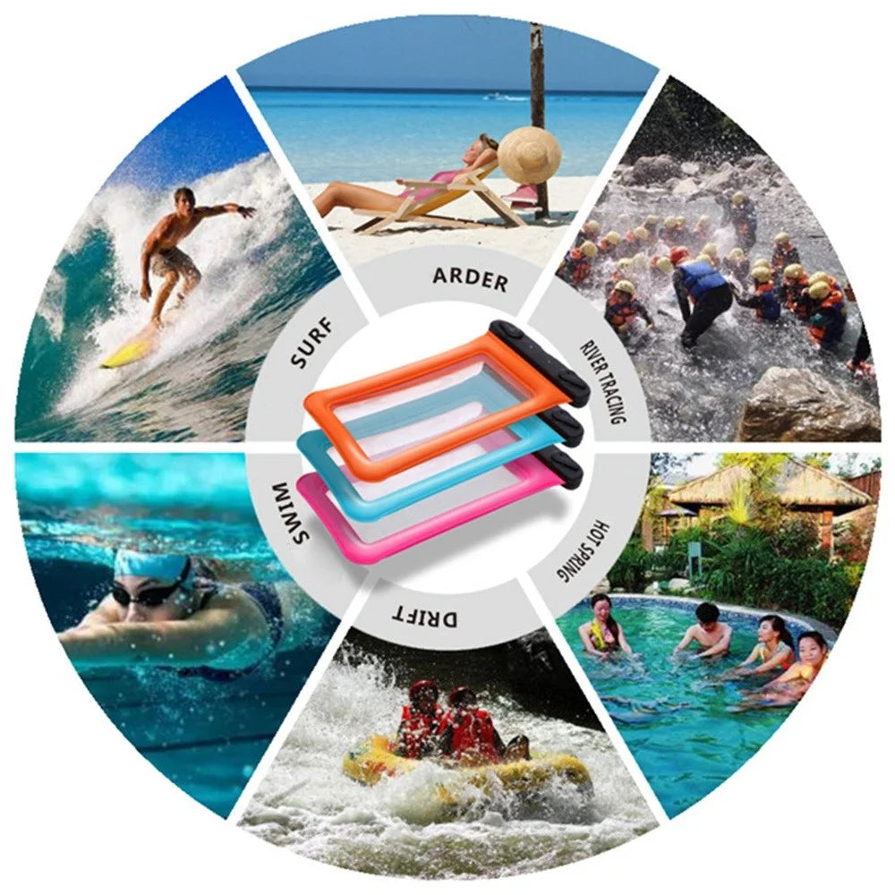 Floating Airbag Waterproof Bag for Under 7.2-inches Cell Phone Beach Pool Phone Dry Bag with Lanyard - Black - 7