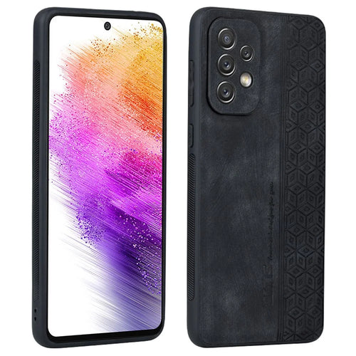 AZNS Anti-scratch Phone Case For Samsung Galaxy A73 5G, PU Leather Coated TPU Drop-proof Mobile Phone Cover - Black - 1