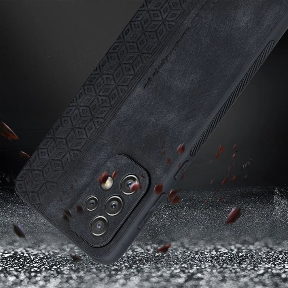 AZNS Anti-scratch Phone Case For Samsung Galaxy A73 5G, PU Leather Coated TPU Drop-proof Mobile Phone Cover - Black - 4