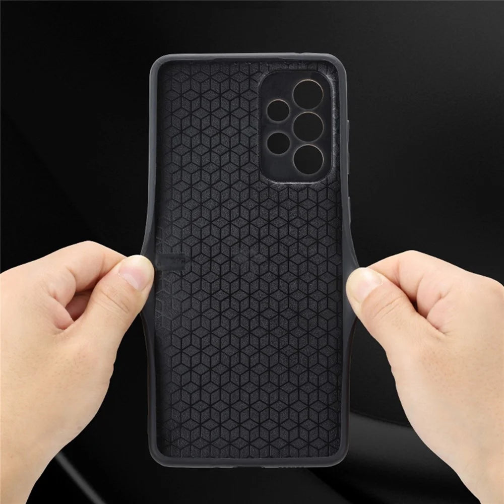 AZNS Anti-scratch Phone Case For Samsung Galaxy A73 5G, PU Leather Coated TPU Drop-proof Mobile Phone Cover - Black - 5