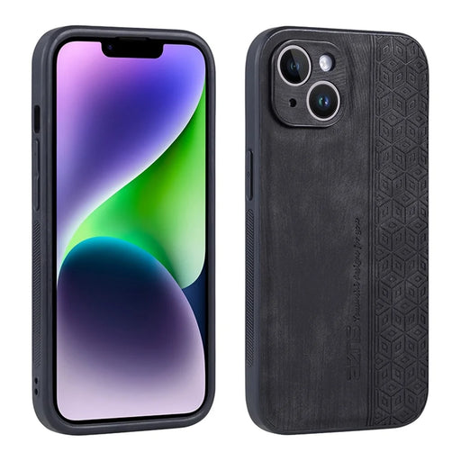 AZNS Protective Back Cover For iPhone 14 Plus, Scratch-resistant PU Leather Coated TPU Mobile Phone Case - Black - 1