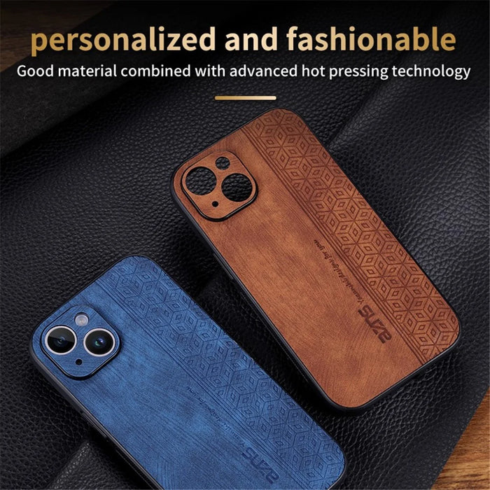 AZNS Protective Back Cover For iPhone 14 Plus, Scratch-resistant PU Leather Coated TPU Mobile Phone Case - Black - 7