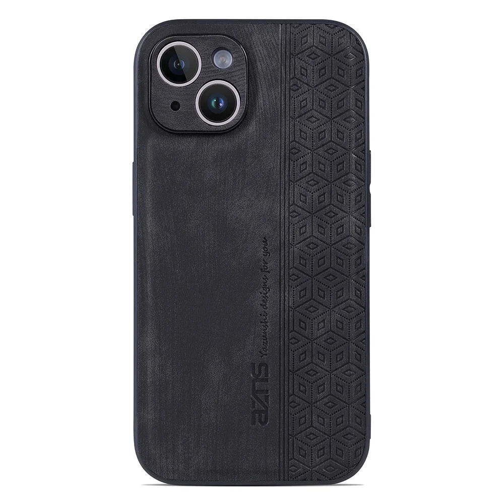 AZNS For iPhone 14 6.1 inch Ultra Slim Phone Case Scratch-resistant PU Leather Coated TPU Well-protected Mobile Phone Cover - Black - 2