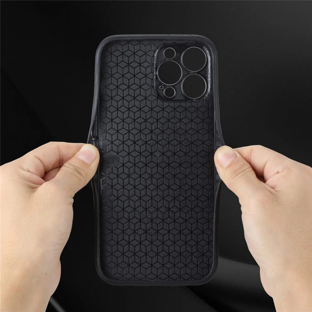 AZNS Shockproof Phone Case For iPhone 14 Pro Max 6.7 inch, PU Leather Coated TPU Wear-Resistant Mobile Phone Cover - Black - 5