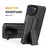 For iPhone 14 Plus Woven Texture Clip Kickstand PC + TPU Case Sliding Screen Cover Phone Protector - 2