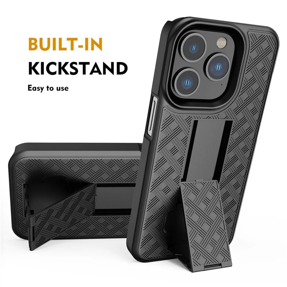 For iPhone 14 Pro Max 6.7 inch Sliding Screen Cover Rotary Clip Kickstand Case Woven Texture PC + TPU Phone Protector - 2