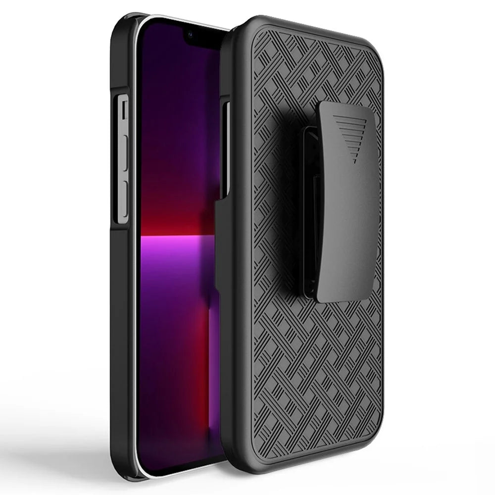 For iPhone 14 Pro Max 6.7 inch Sliding Screen Cover Rotary Clip Kickstand Case Woven Texture PC + TPU Phone Protector - 3