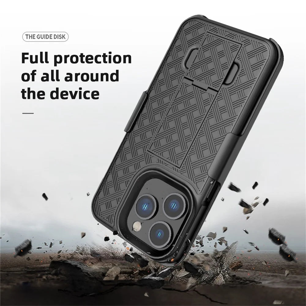 For iPhone 14 Pro Max 6.7 inch Sliding Screen Cover Rotary Clip Kickstand Case Woven Texture PC + TPU Phone Protector - 5