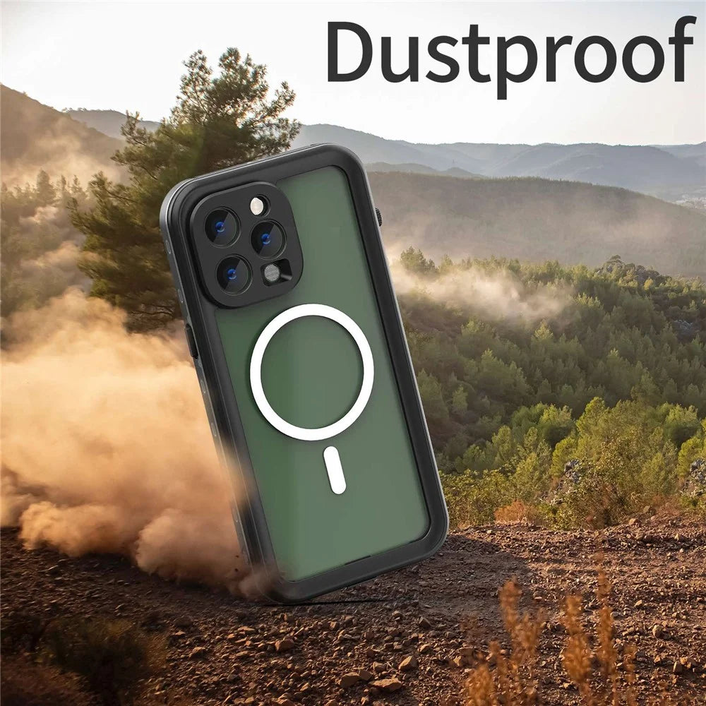 REDPEPPER Dot+ Series for iPhone 14 Pro Max 6.7 inch Compatible with MagSafe Wireless Charging Anti-drop Phone Cover IP68 Waterproof IP6X Dustproof Transparent Back Hybrid Phone Case - Black - 4