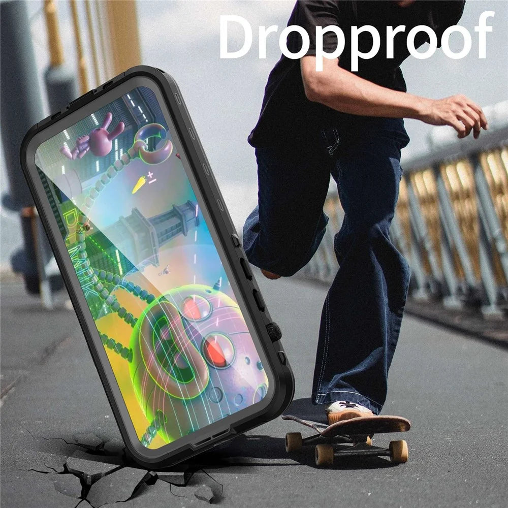 REDPEPPER Dot+ Series for iPhone 14 Pro Max 6.7 inch Compatible with MagSafe Wireless Charging Anti-drop Phone Cover IP68 Waterproof IP6X Dustproof Transparent Back Hybrid Phone Case - Black - 5