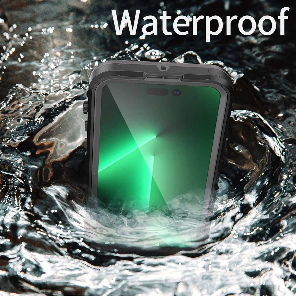 REDPEPPER Dot+ Series for iPhone 14 Pro Max 6.7 inch Compatible with MagSafe Wireless Charging Anti-drop Phone Cover IP68 Waterproof IP6X Dustproof Transparent Back Hybrid Phone Case - Black - 6