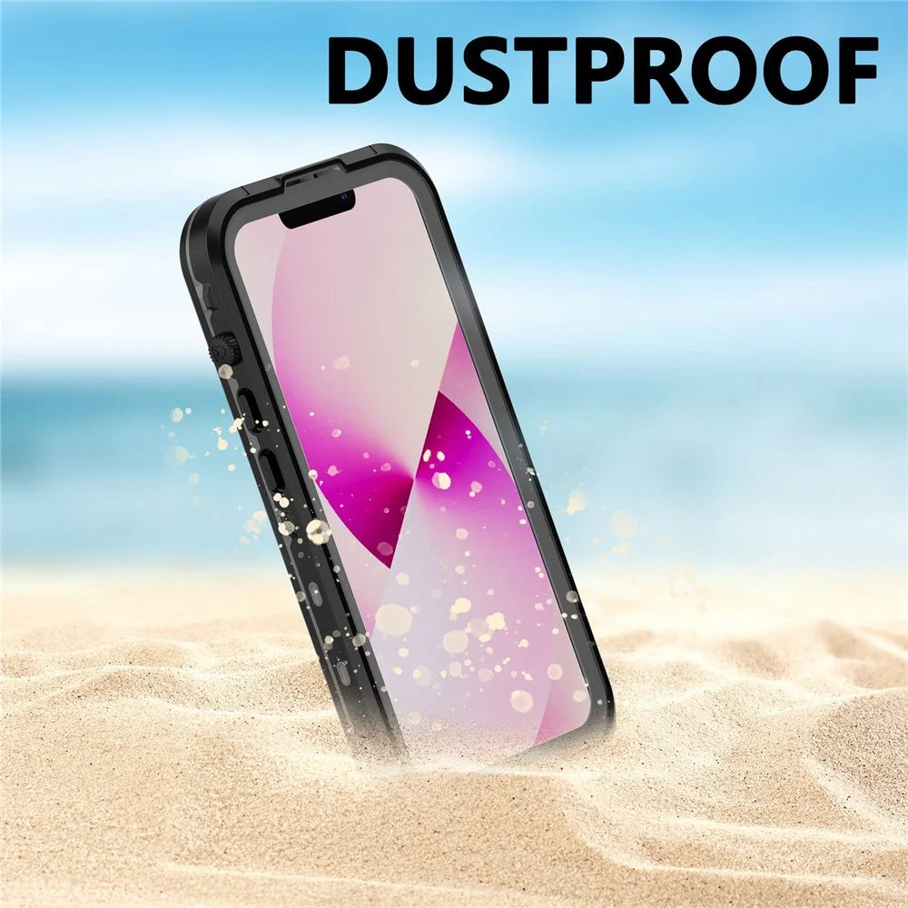 REDPEPPER Dot+ Series for iPhone 14 6.1 inch Compatible with MagSafe Wireless Charging Fall Proof Phone Cover IP68 Waterproof IP6X Dustproof Transparent Back Hybrid Phone Case - Black - 5