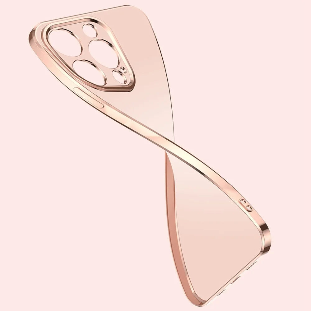 For iPhone 14 Pro 6.1 inch Straight Edge Phone Cover Ring Holder Kickstand Built-in Magnetic Metal Sheet Design Electroplating TPU Matte Phone Case - Light Pink - 3