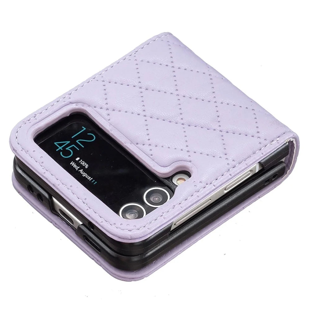 BINFEN COLOR Phone Case for Samsung Galaxy Z Flip4 5G, Imprinted Rhombus Pattern Protective Phone Cover - Purple - 3