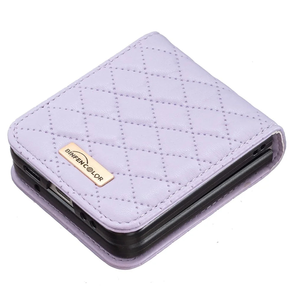 BINFEN COLOR Phone Case for Samsung Galaxy Z Flip4 5G, Imprinted Rhombus Pattern Protective Phone Cover - Purple - 4