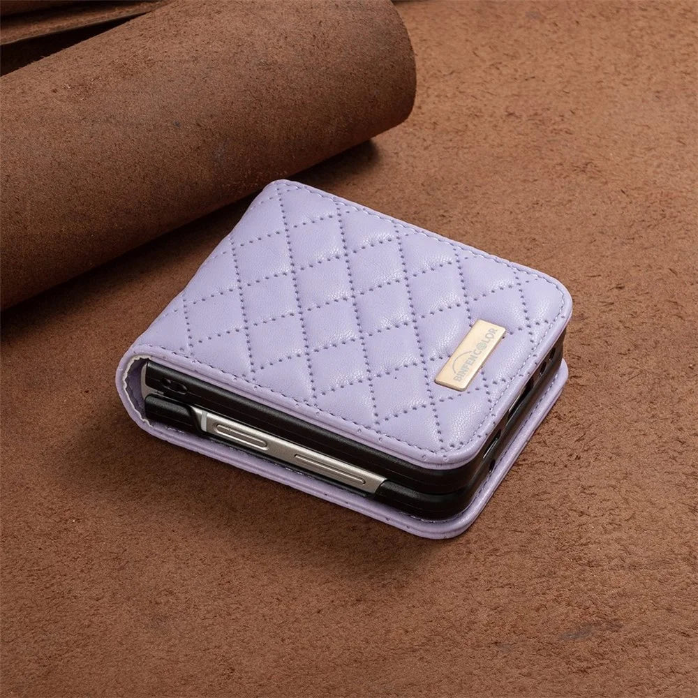 BINFEN COLOR Phone Case for Samsung Galaxy Z Flip4 5G, Imprinted Rhombus Pattern Protective Phone Cover - Purple - 7