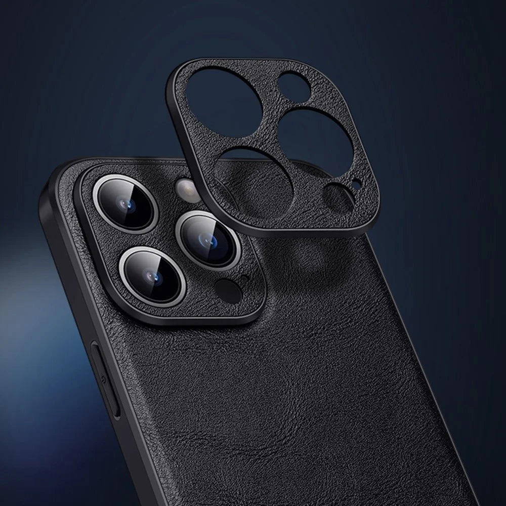 SULADA for iPhone 14 Pro 6.1 inch Wear-resistant Crazy Horse Texture Anti-fall PU Leather Coated TPU + PC Phone Case - Black - 5