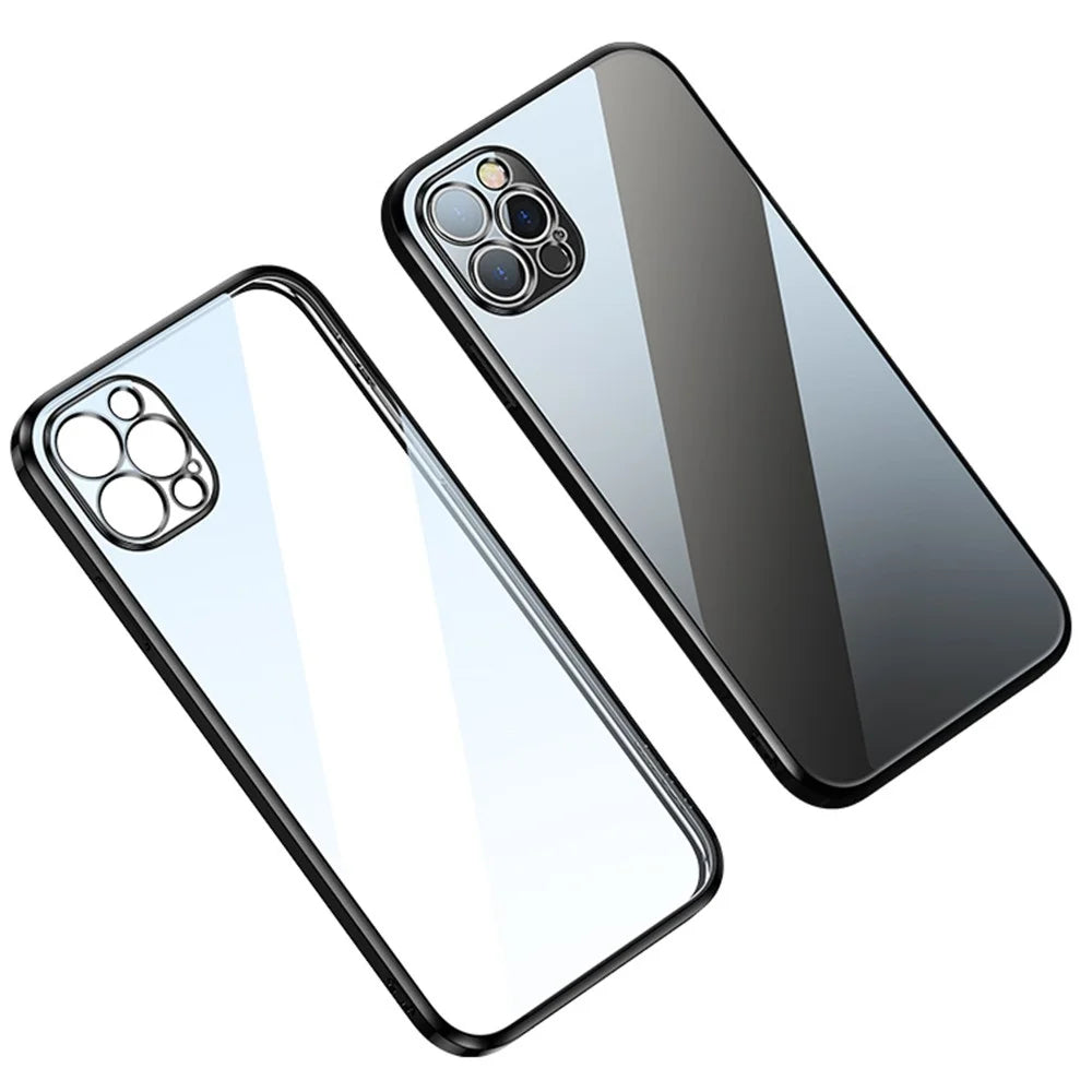 SULADA For iPhone 14 Pro 6.1 inch Ultra Slim Precise Cutouts TPU Phone Case Anti-drop Electroplating Straight Edge Phone Cover - Black - 1