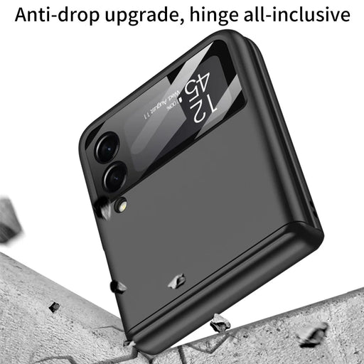 GKK For Samsung Galaxy Z Flip4 5G Hard PC Folding Phone Case Magnetic Hinge Camera Lens Film Full Protection Cover - Black - 2