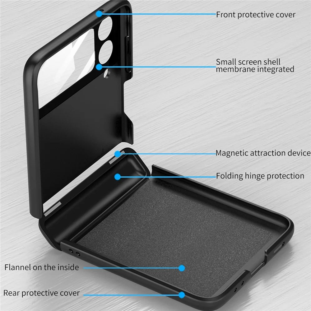 GKK For Samsung Galaxy Z Flip4 5G Hard PC Folding Phone Case Magnetic Hinge Camera Lens Film Full Protection Cover - Black - 3