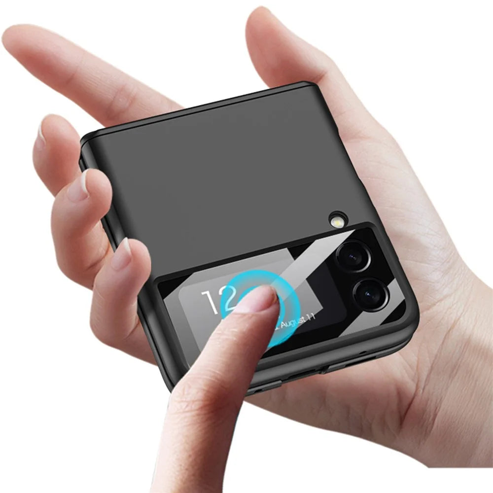 GKK For Samsung Galaxy Z Flip4 5G Hard PC Folding Phone Case Magnetic Hinge Camera Lens Film Full Protection Cover - Black - 4