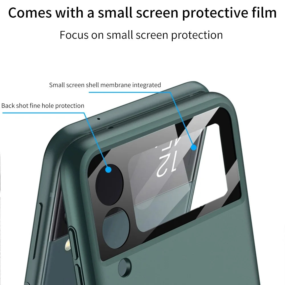GKK For Samsung Galaxy Z Flip4 5G Hard PC Folding Phone Case Magnetic Hinge Camera Lens Film Full Protection Cover - Black - 5