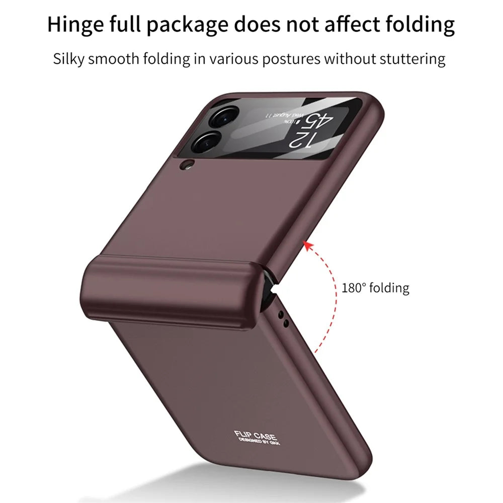 GKK For Samsung Galaxy Z Flip4 5G Hard PC Folding Phone Case Magnetic Hinge Camera Lens Film Full Protection Cover - Black - 7