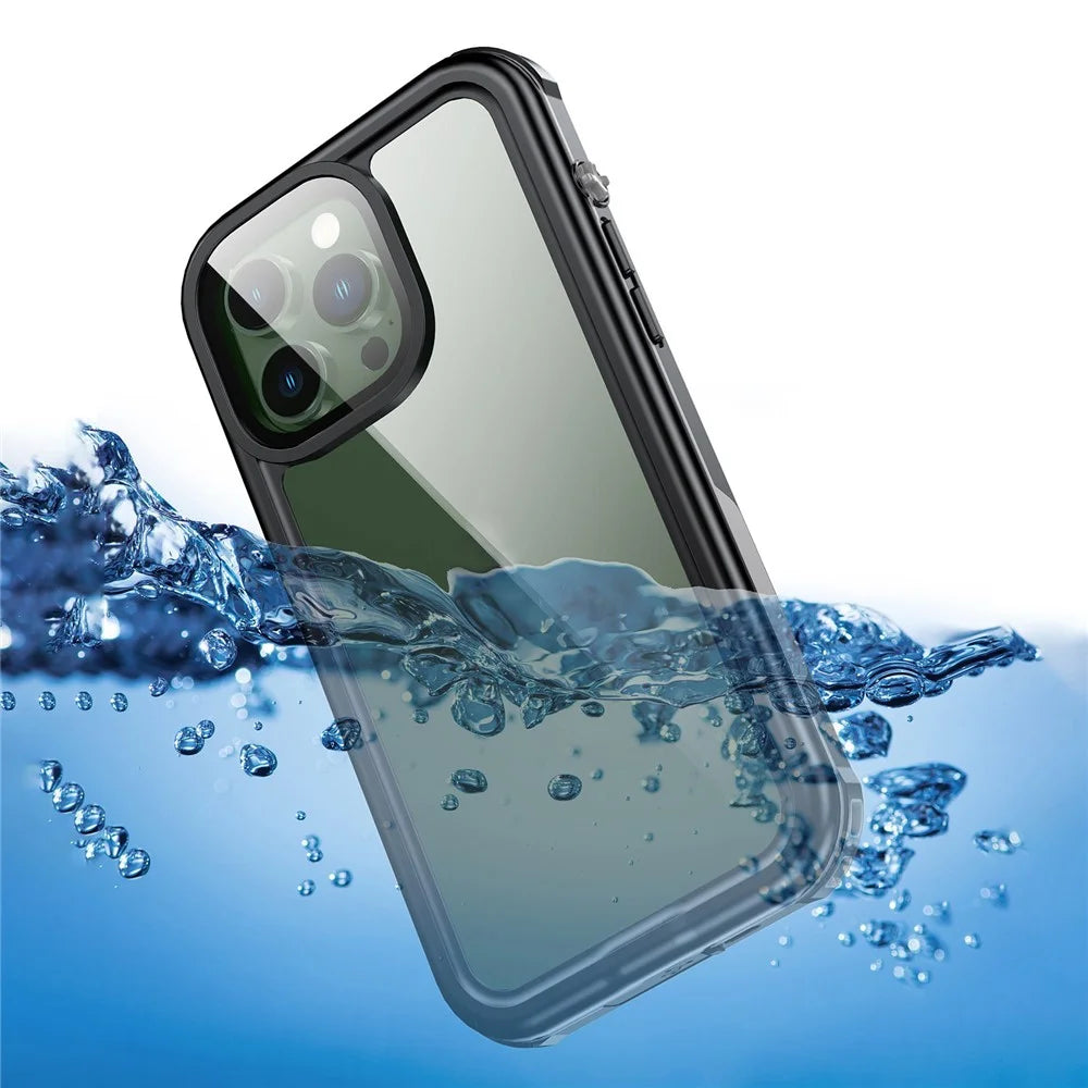 For iPhone 14 Pro 6.1 inch Transparent IP68 Waterproof Phone Case Anti-shock Neoprene Coated Mobile Phone Cover - 1