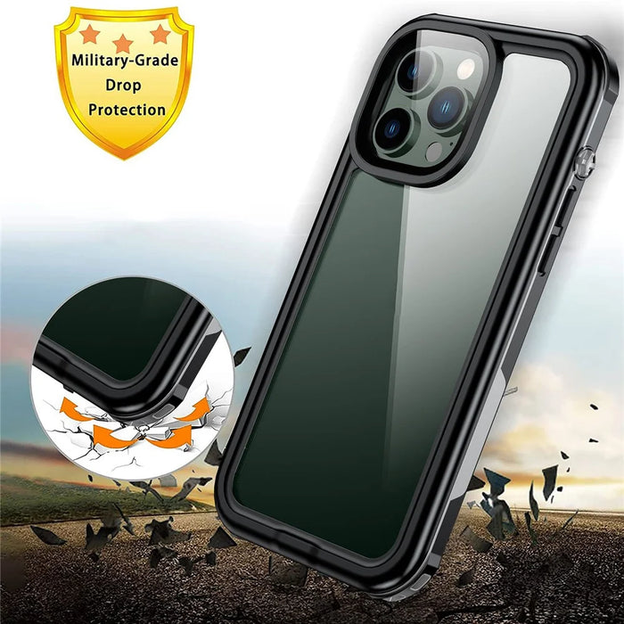 For iPhone 14 Pro 6.1 inch Transparent IP68 Waterproof Phone Case Anti-shock Neoprene Coated Mobile Phone Cover - 7