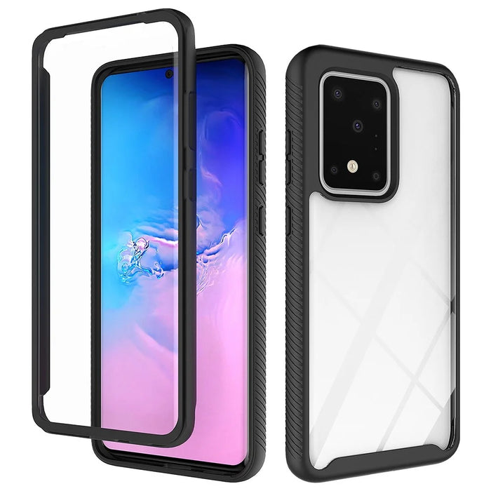 For Samsung Galaxy S20 Ultra Hard Acrylic + PC Clear Back Soft TPU Frame Case Anti-scratch Mobile Phone Cover - Black - 1