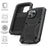 R-JUST Anti-scratch Back Cover for iPhone 14 Pro 6.1 inch Shockproof Hybrid Phone Case Kickstand with Screen Protector - Black - 6