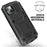 R-JUST for iPhone 14 6.1 inch Shockproof Hybrid Phone Case Protective Back Cover Kickstand with Screen Protector - Black - 4