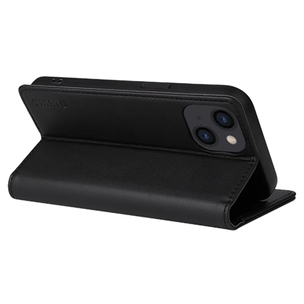 YIKATU For iPhone 13 6.1 inch YK- 001 Anti-drop Phone Case Stand Magnetic Auto-absorbed PU Leather Flip Wallet Cover - Black - 2