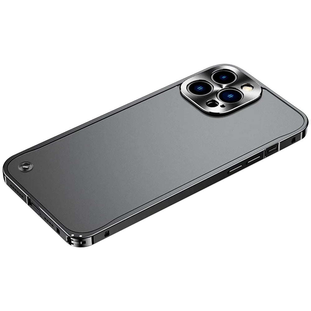 Phone Case for iPhone 14 Pro Max 6.7 inch Protective Phone Cover Anti-Scratch PC+Metal Phone Case with Metal Lock - Black - 1