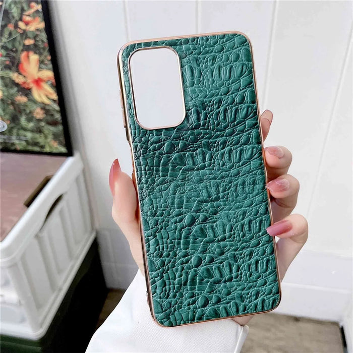 For Samsung Galaxy A53 5G Genuine Cow Leather Coating Case Shockproof TPU + PC Nano Electroplating Frame Protective Cover - Green - 2