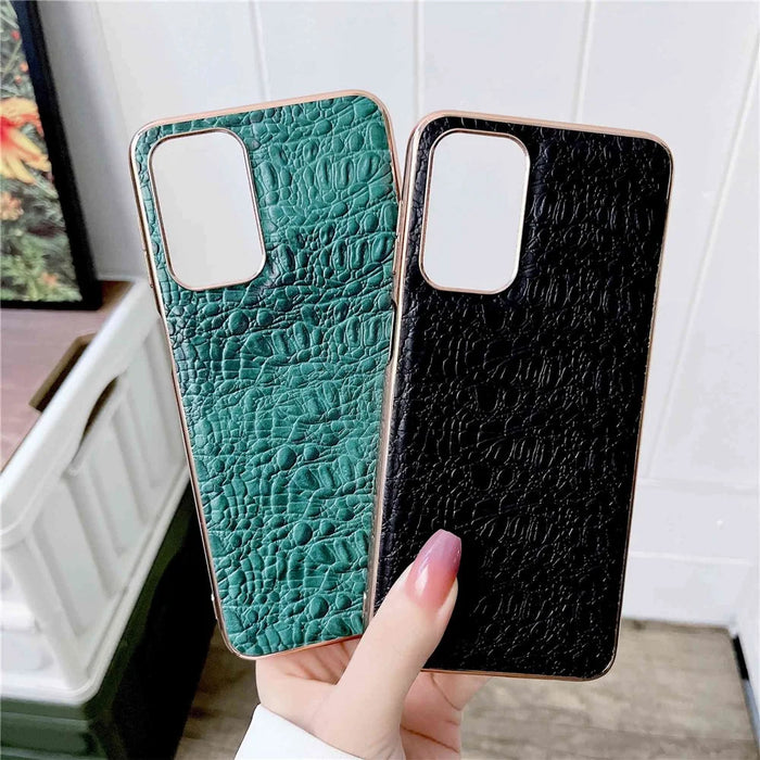 For Samsung Galaxy A53 5G Genuine Cow Leather Coating Case Shockproof TPU + PC Nano Electroplating Frame Protective Cover - Green - 5