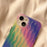 For iPhone 14 Plus Anti-scratch Hard PC + TPU Phone Cover Wave Texture Phone Case - Gradient Green / Pink / Purple - 3